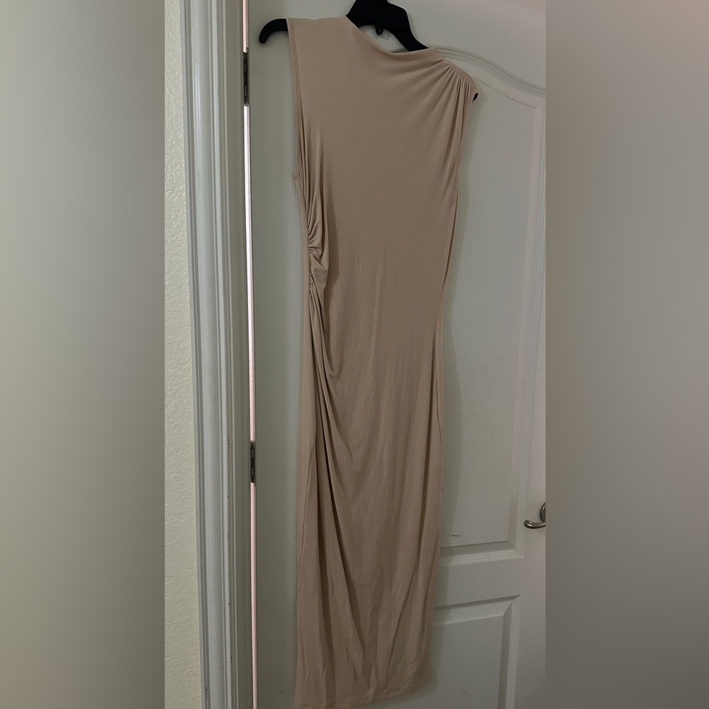 BTFBM Ruched Bodycon Dress - Beige